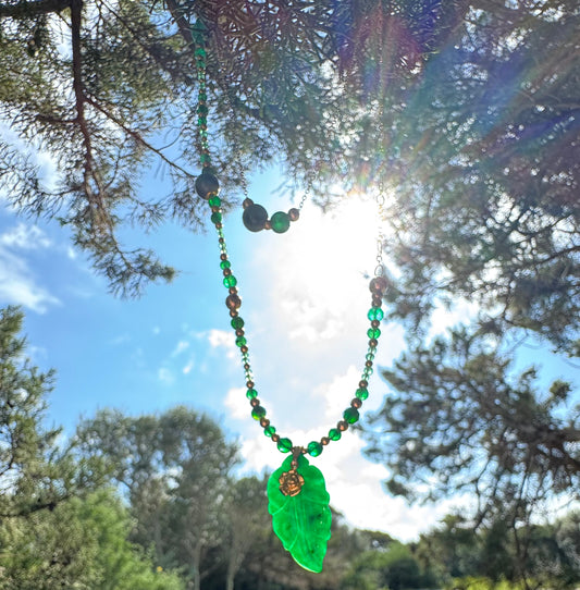 Collier FOGLIA Double rang  Vert - Jade - MTFORJEL