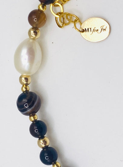 Collier FETTA DI VITA Gris brun - Agate et Onyx - MTFORJEL