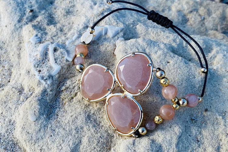 Bracelet FORTUNA DUO  Vieux Rose - Pierre de soleil - MTFORJEL