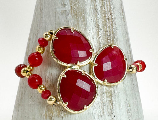 Bracelet FORTUNA DUO Rouge - Jade teintée et Cornaline - MTFORJEL