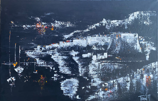 Les falaises de Bonifacio vues du Phare de Pertusato, en noir et blanc.